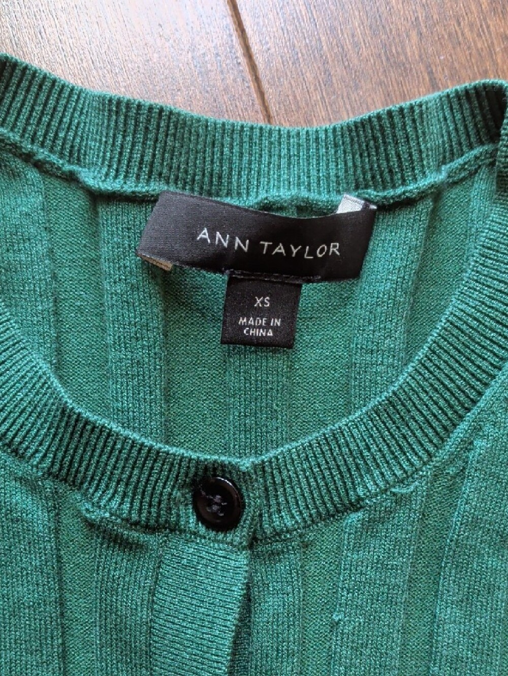 Ann Taylor Green Ribbed Button-Front Sweater - Picture 2 of 3